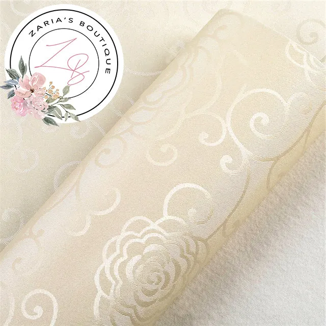 ⋅ Floral Scrolls ⋅ Silky Faux Leather ⋅ Cream ⋅