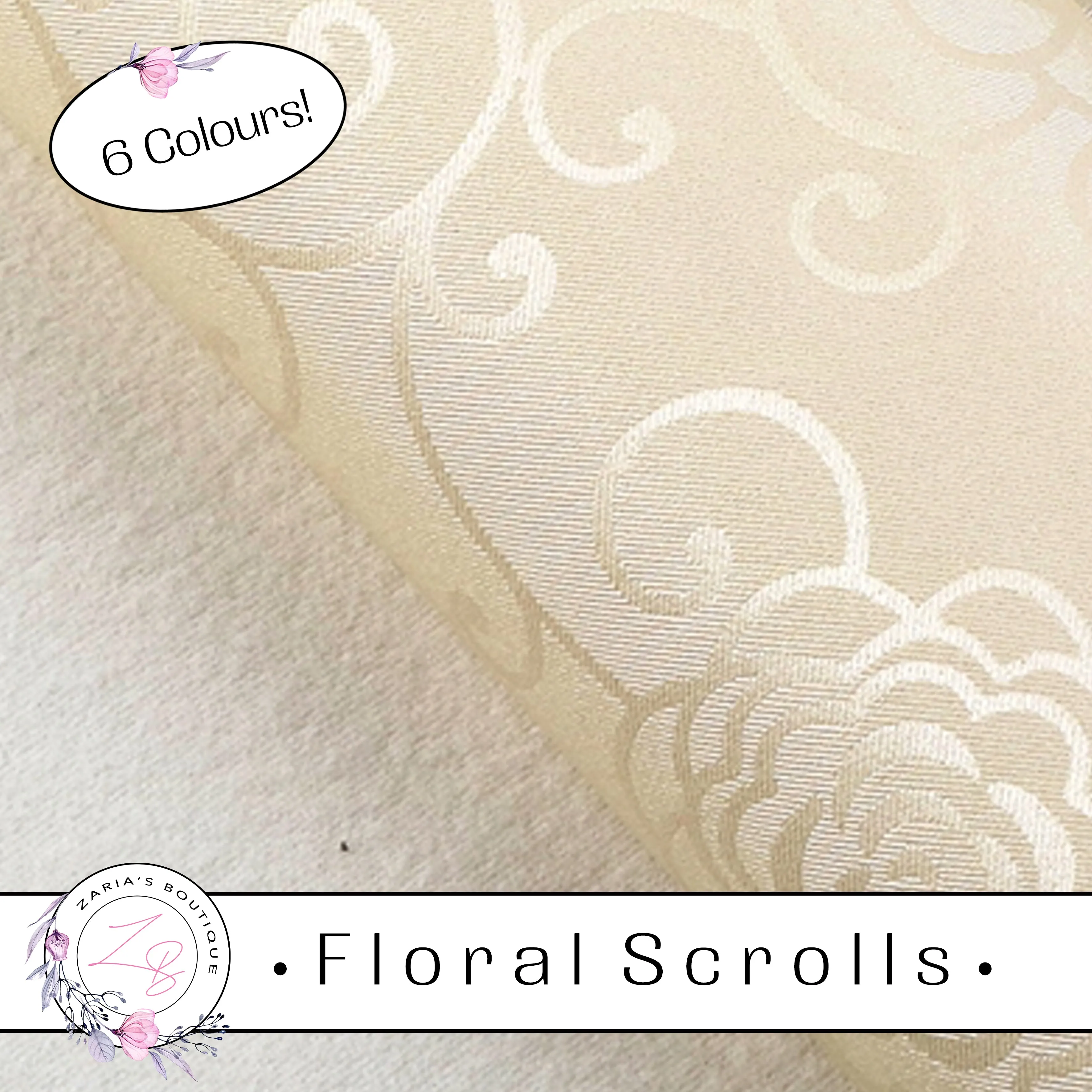 ⋅ Floral Scrolls ⋅ Silky Faux Leather ⋅ Cream ⋅