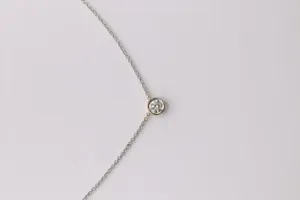 0.25-14k White Gold Bezel Necklace With Diamond