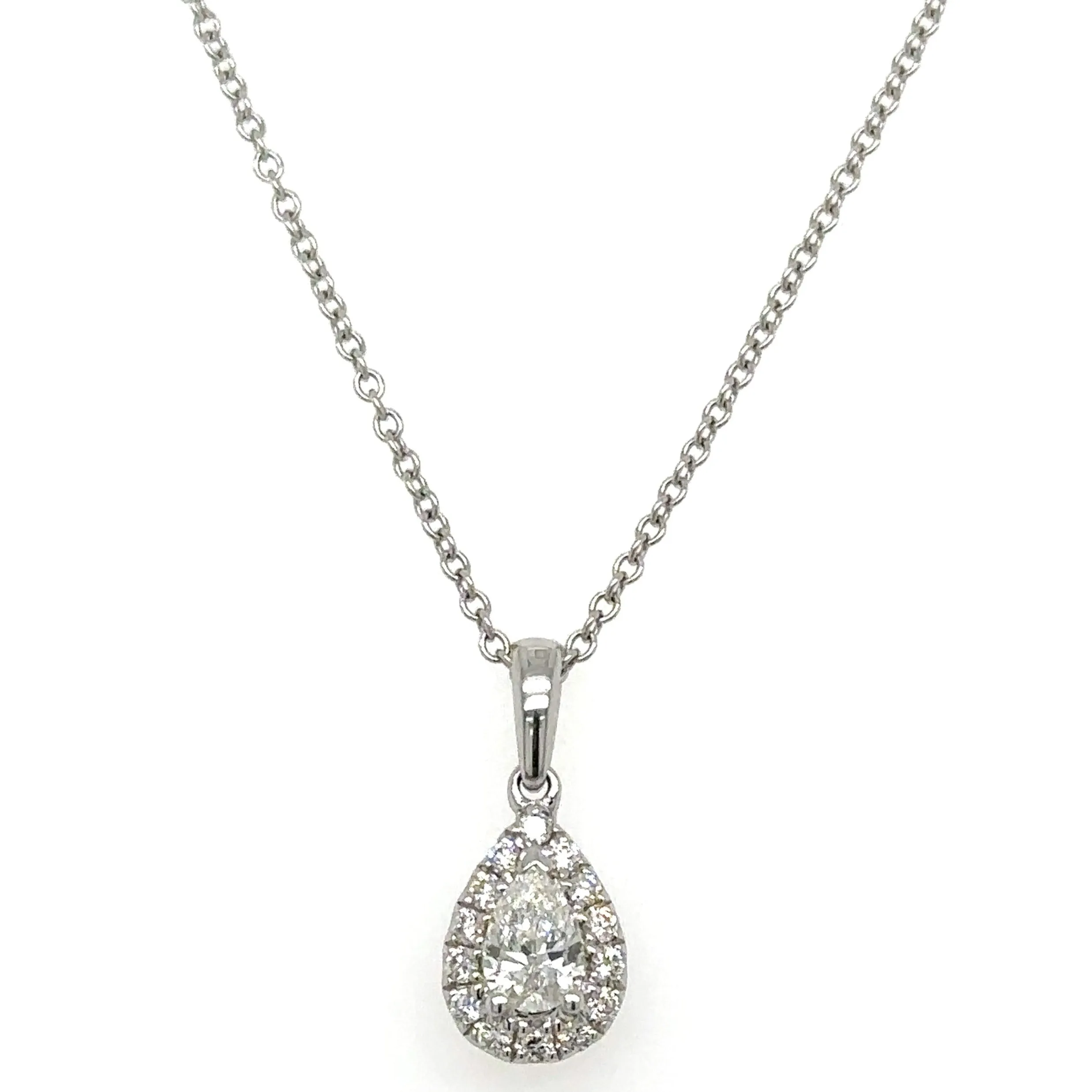 0.28ct tw Pear Shape Halo Diamond Pendant Necklace