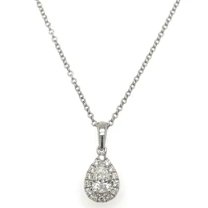 0.28ct tw Pear Shape Halo Diamond Pendant Necklace