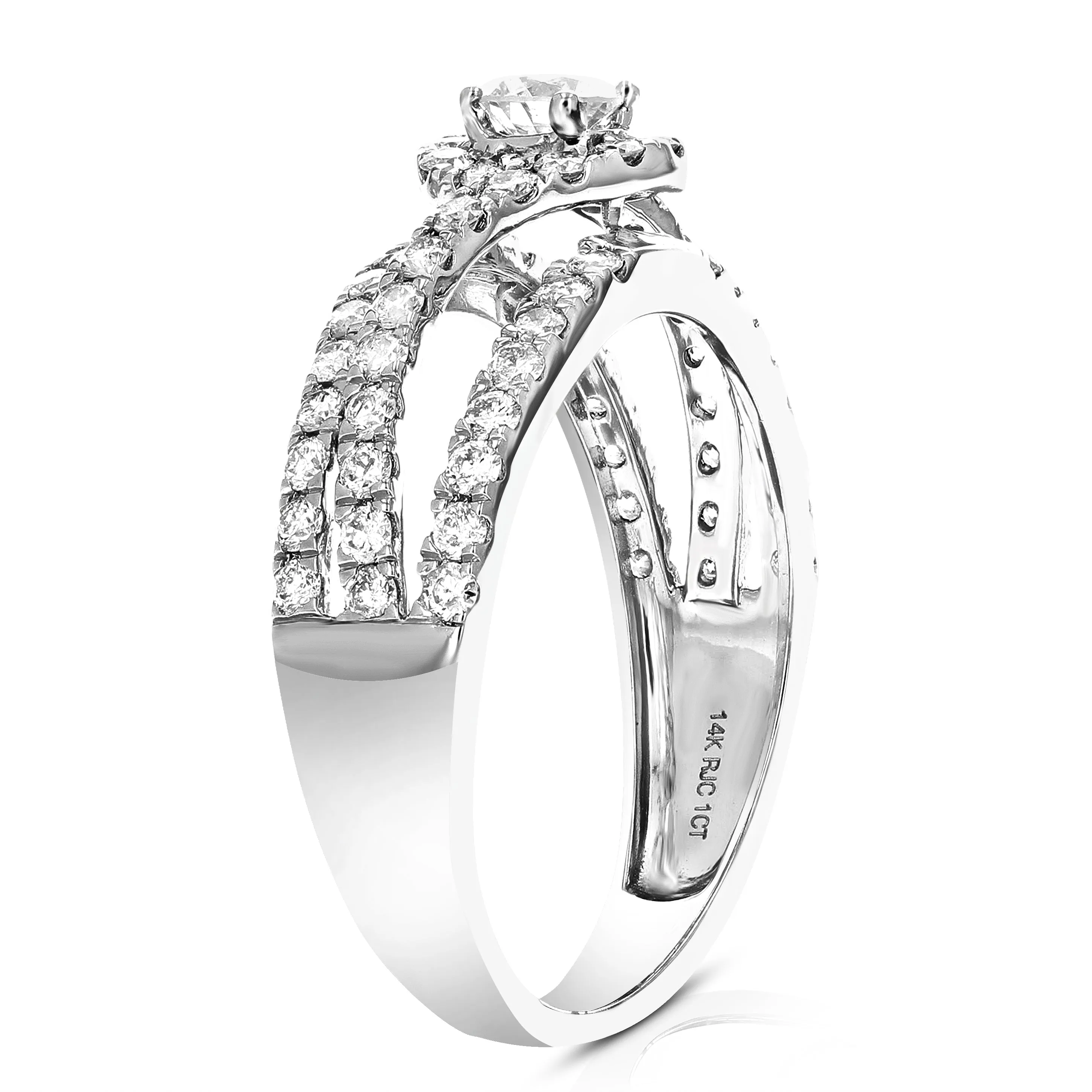 1 cttw Diamond Halo Engagement Ring in 14K White Gold