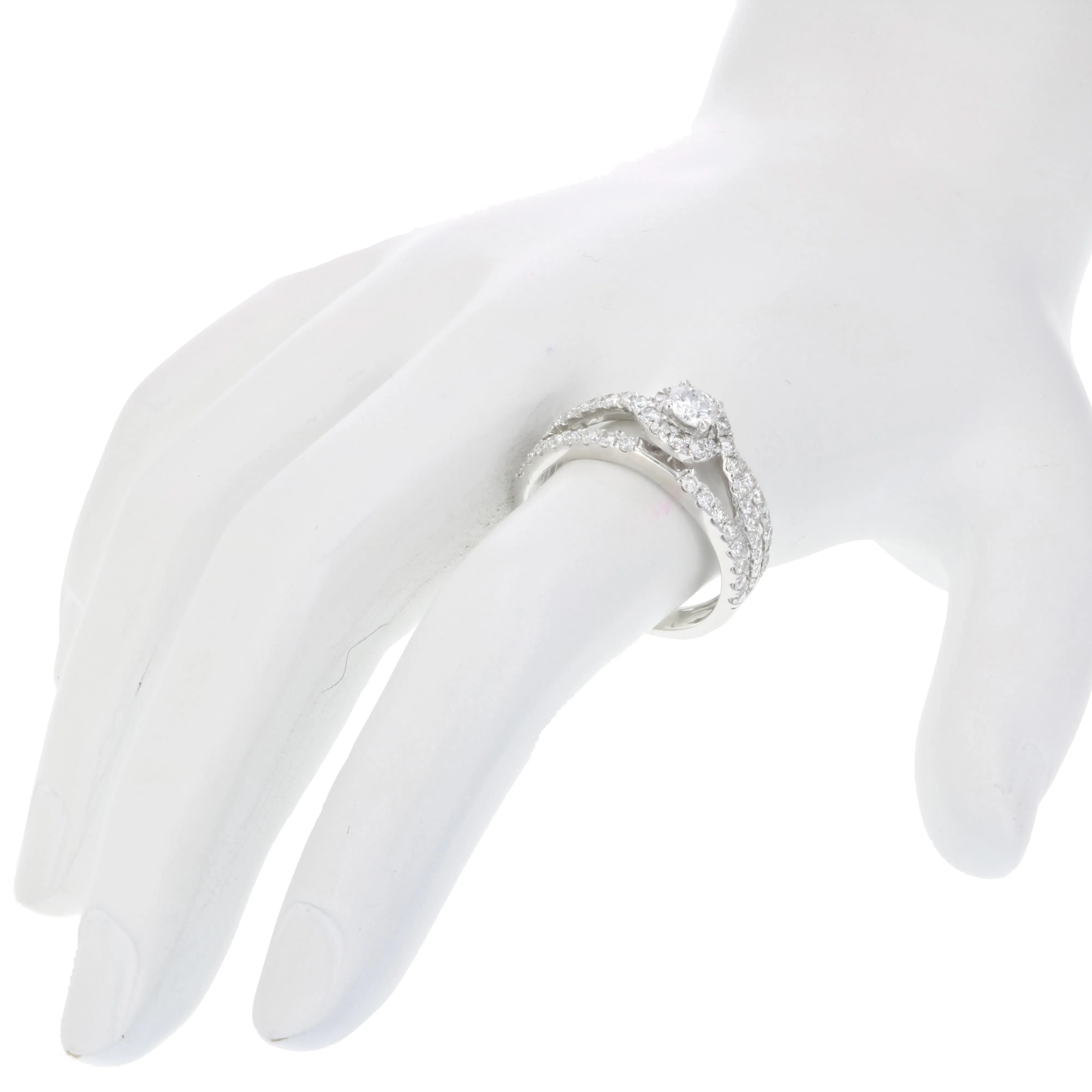 1 cttw Diamond Halo Engagement Ring in 14K White Gold