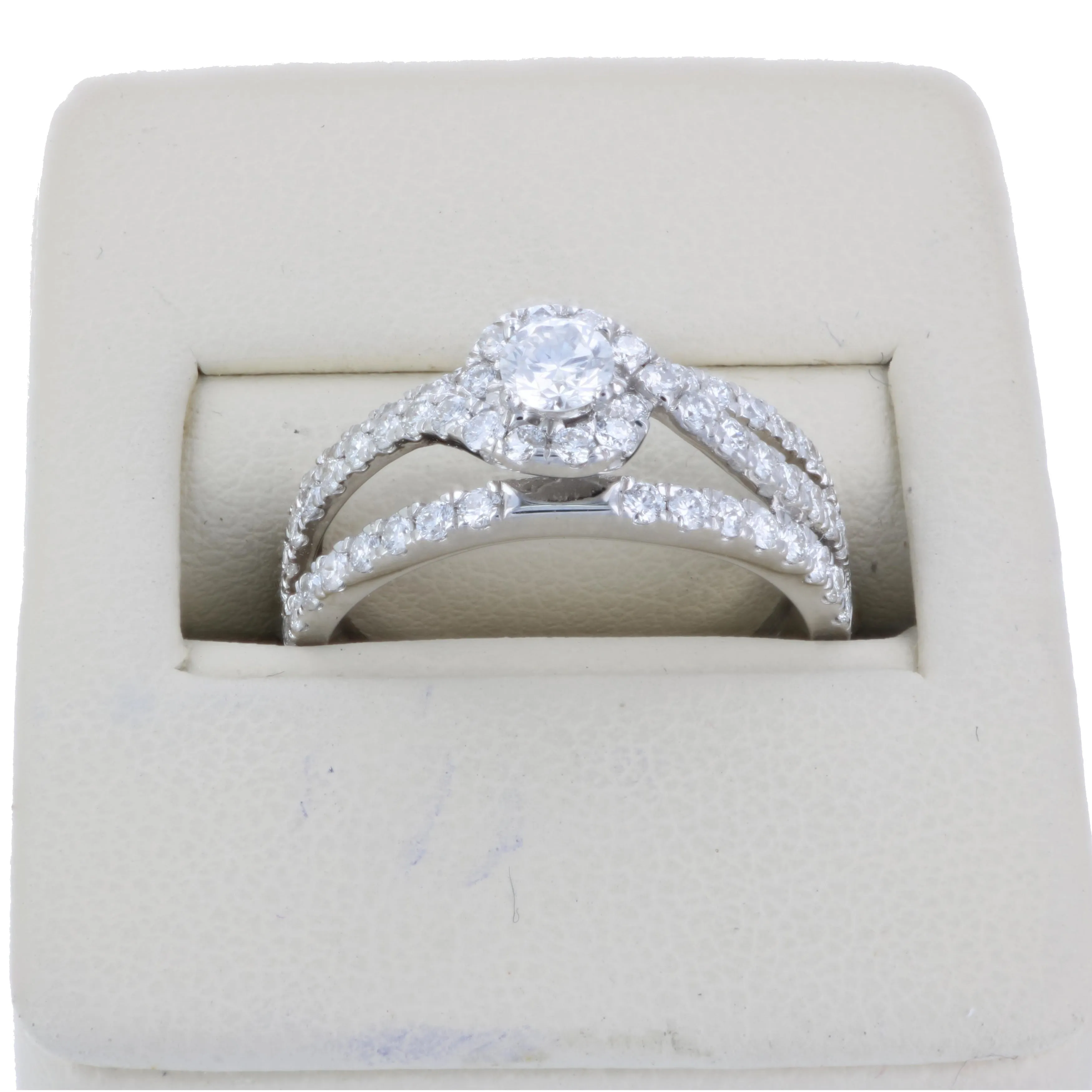 1 cttw Diamond Halo Engagement Ring in 14K White Gold