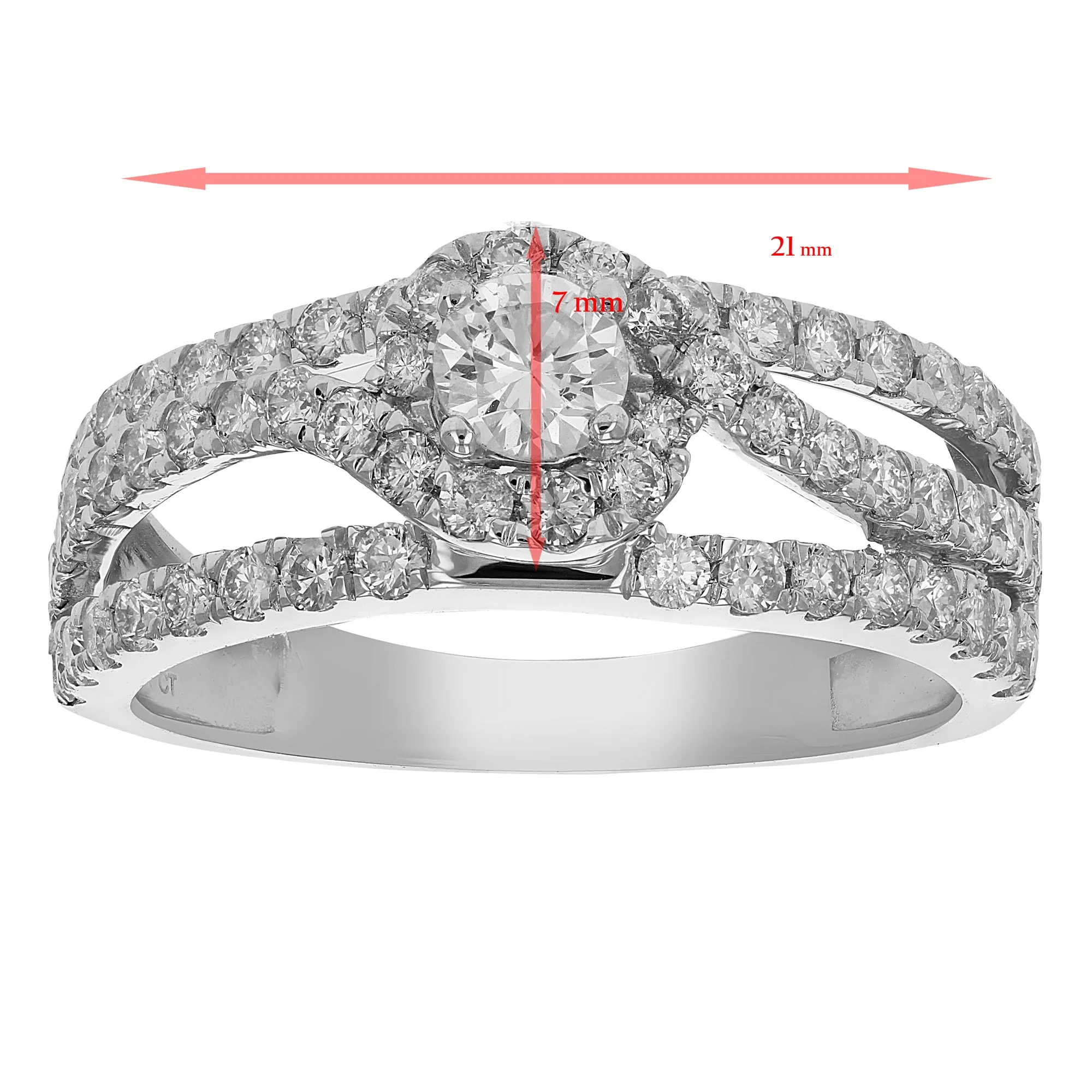 1 cttw Diamond Halo Engagement Ring in 14K White Gold
