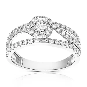 1 cttw Diamond Halo Engagement Ring in 14K White Gold