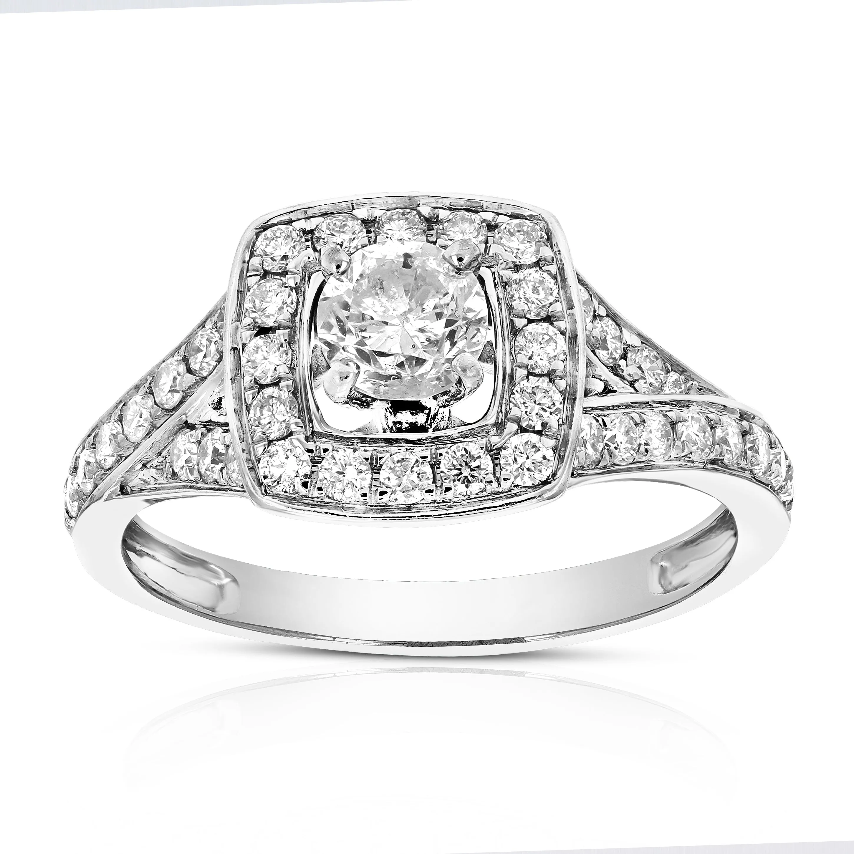 1 cttw Diamond Halo Wedding Ring in 14K White Gold