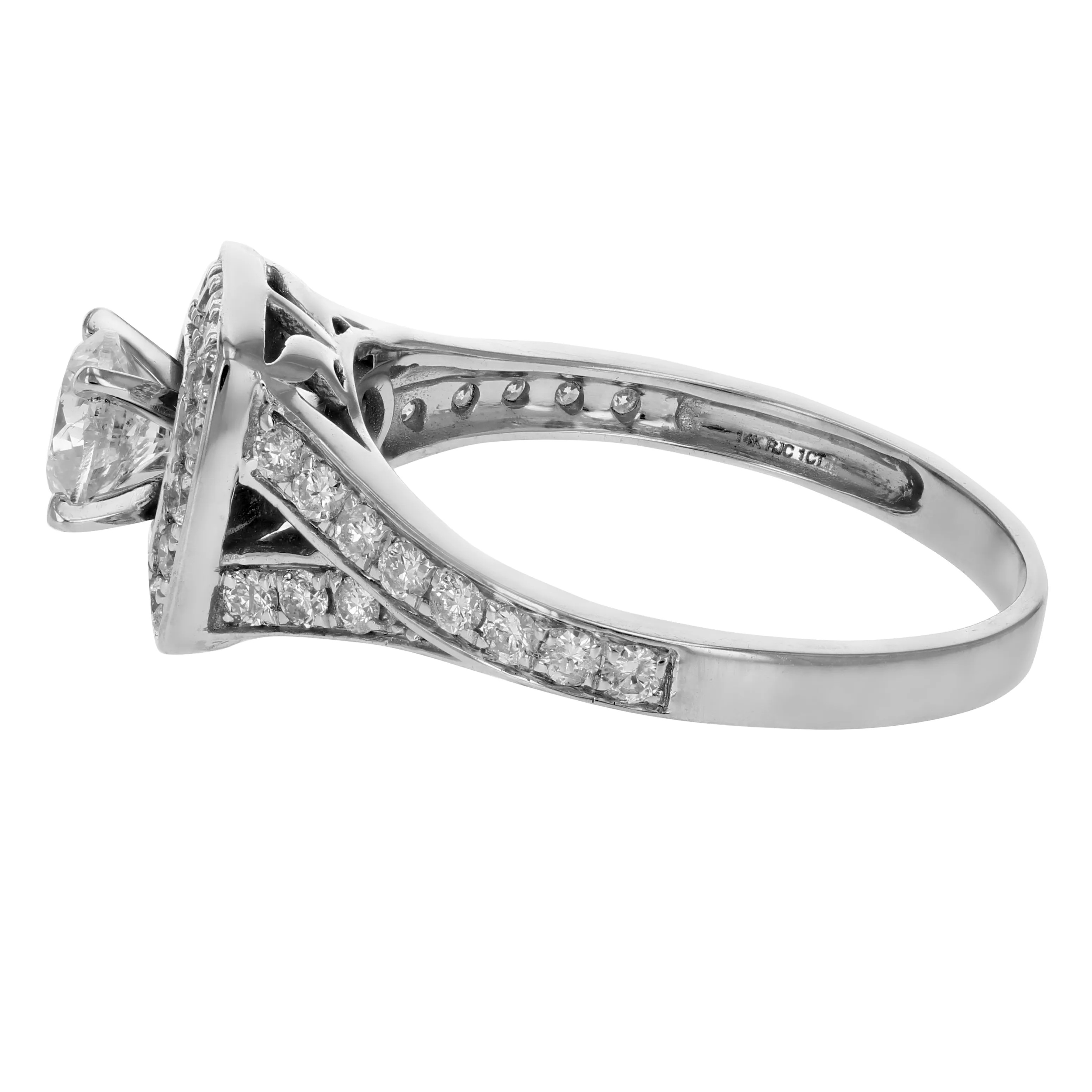 1 cttw Diamond Halo Wedding Ring in 14K White Gold