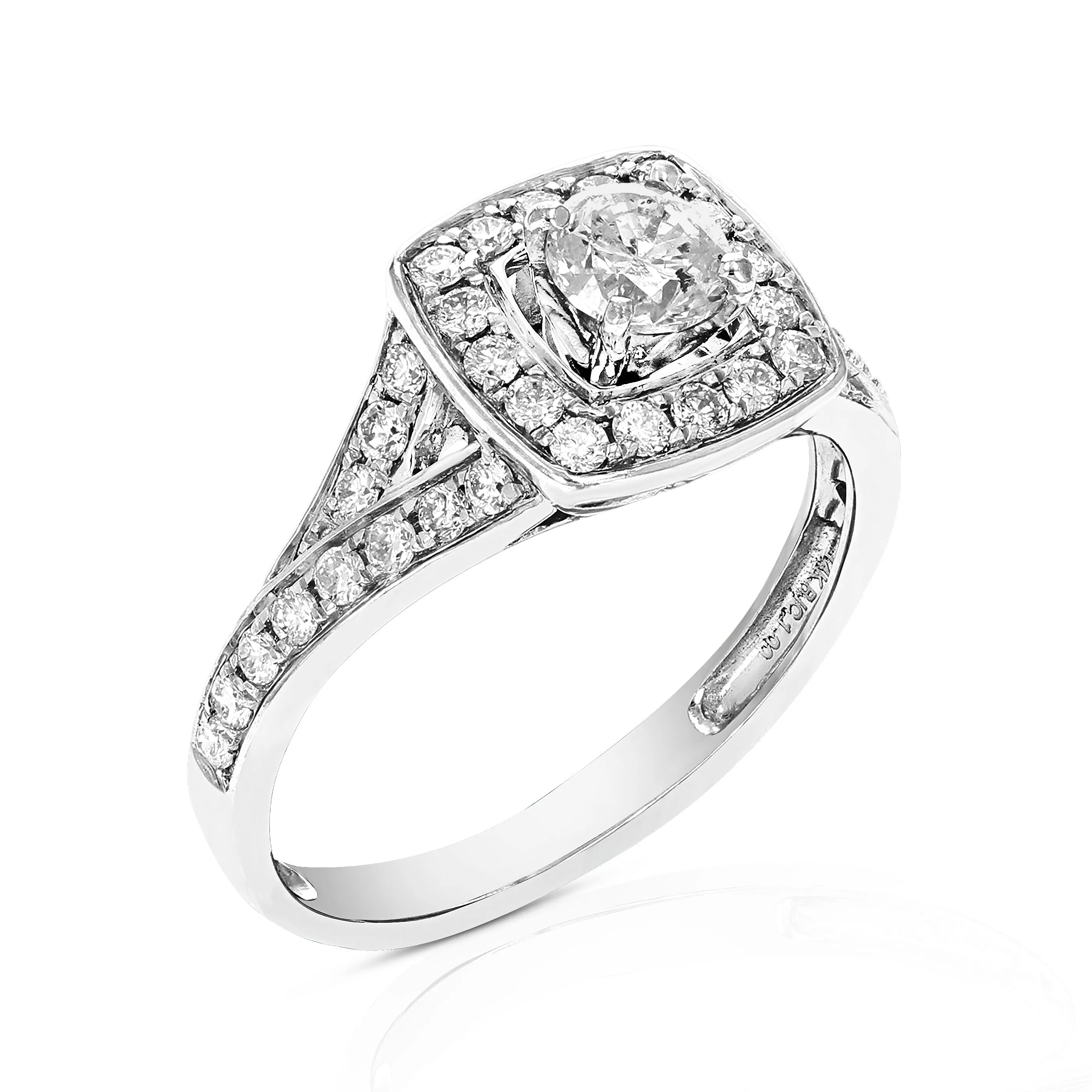 1 cttw Diamond Halo Wedding Ring in 14K White Gold