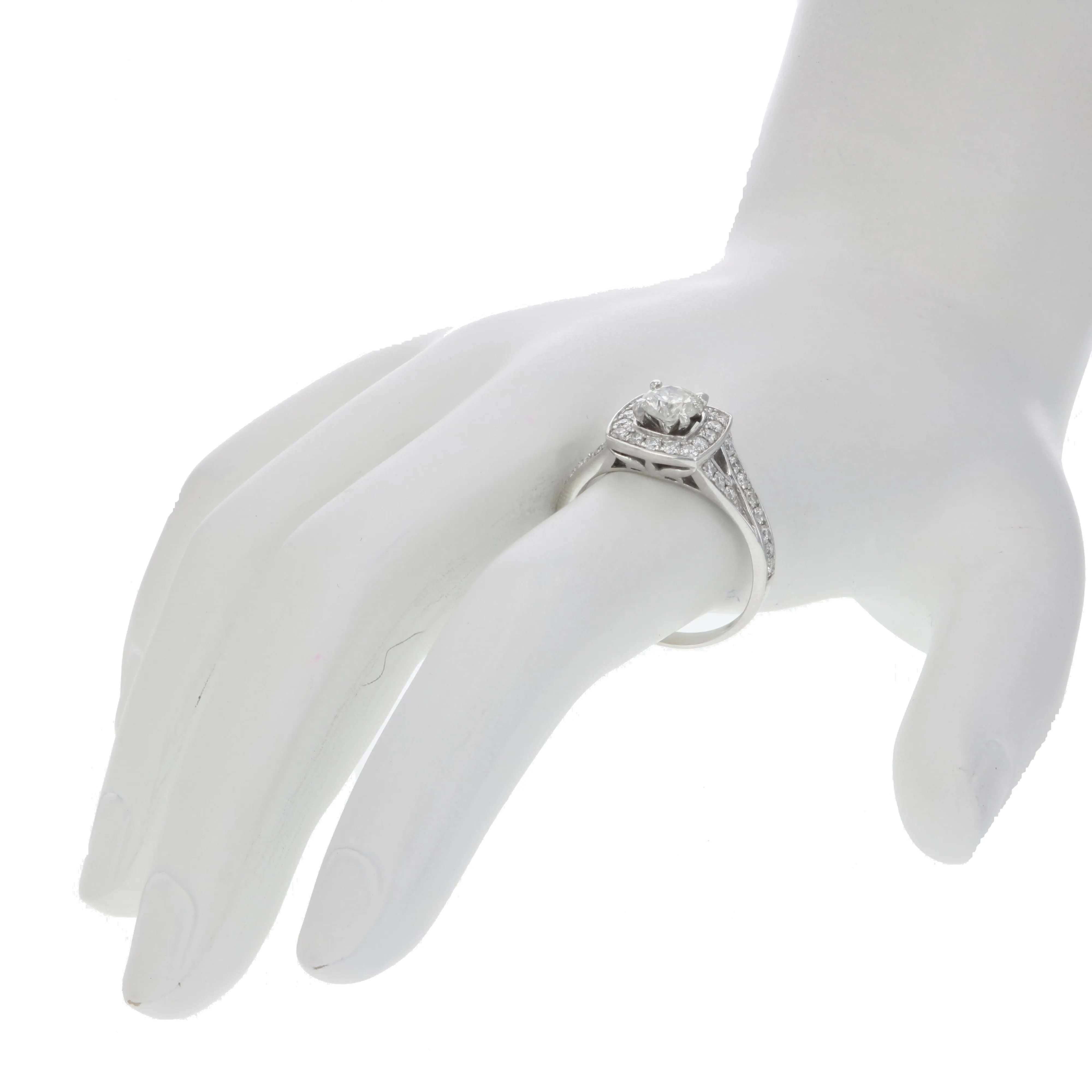 1 cttw Diamond Halo Wedding Ring in 14K White Gold