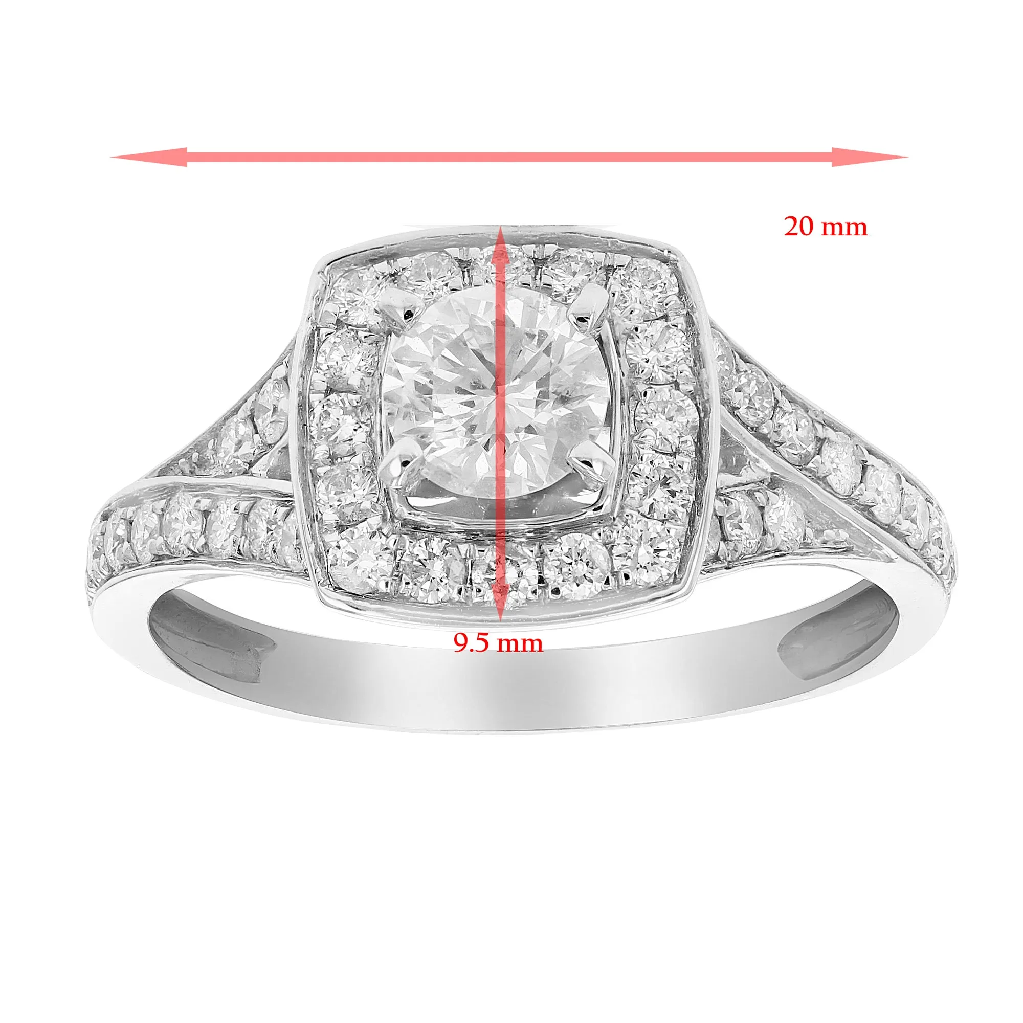 1 cttw Diamond Halo Wedding Ring in 14K White Gold