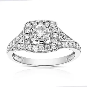 1 cttw Diamond Halo Wedding Ring in 14K White Gold