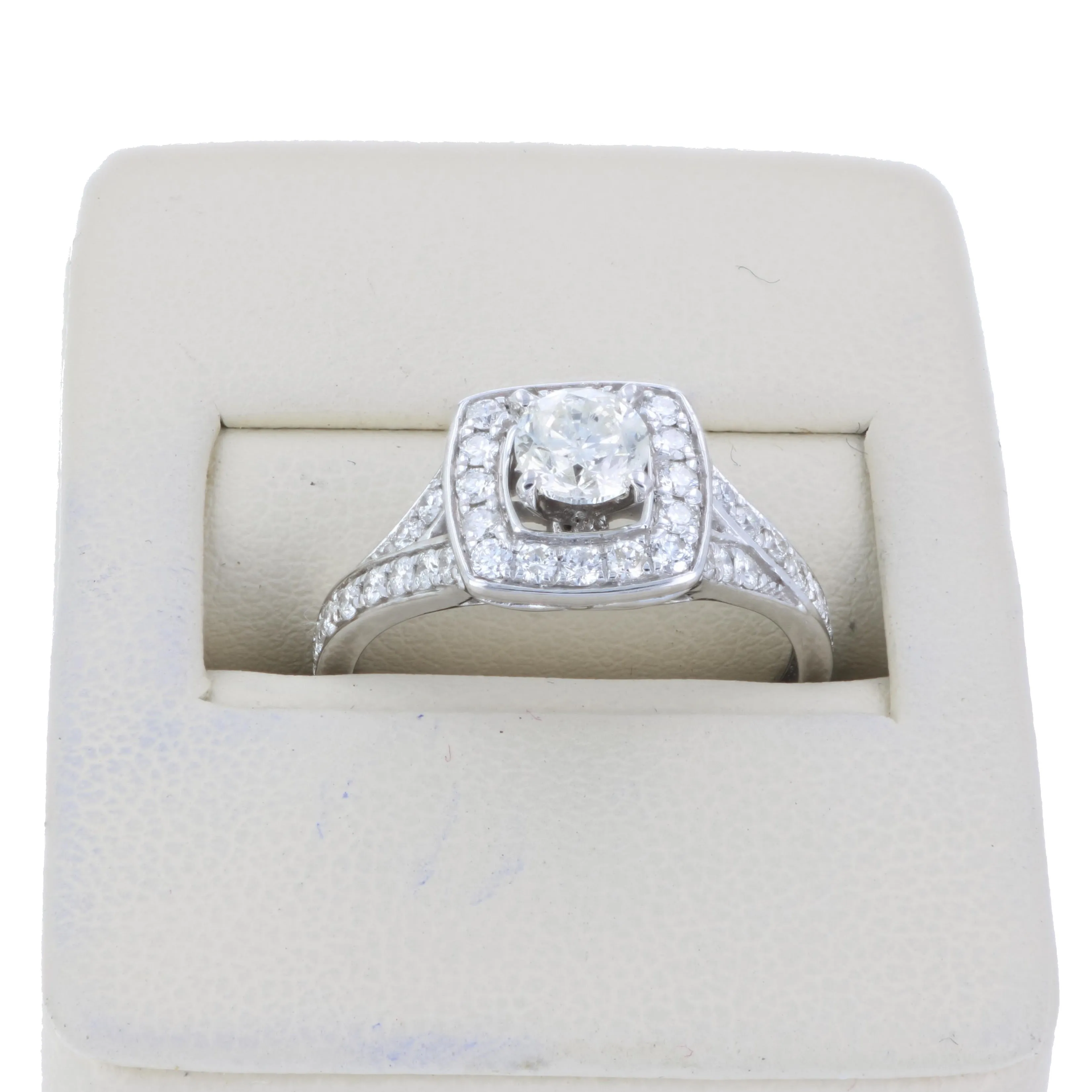1 cttw Diamond Halo Wedding Ring in 14K White Gold