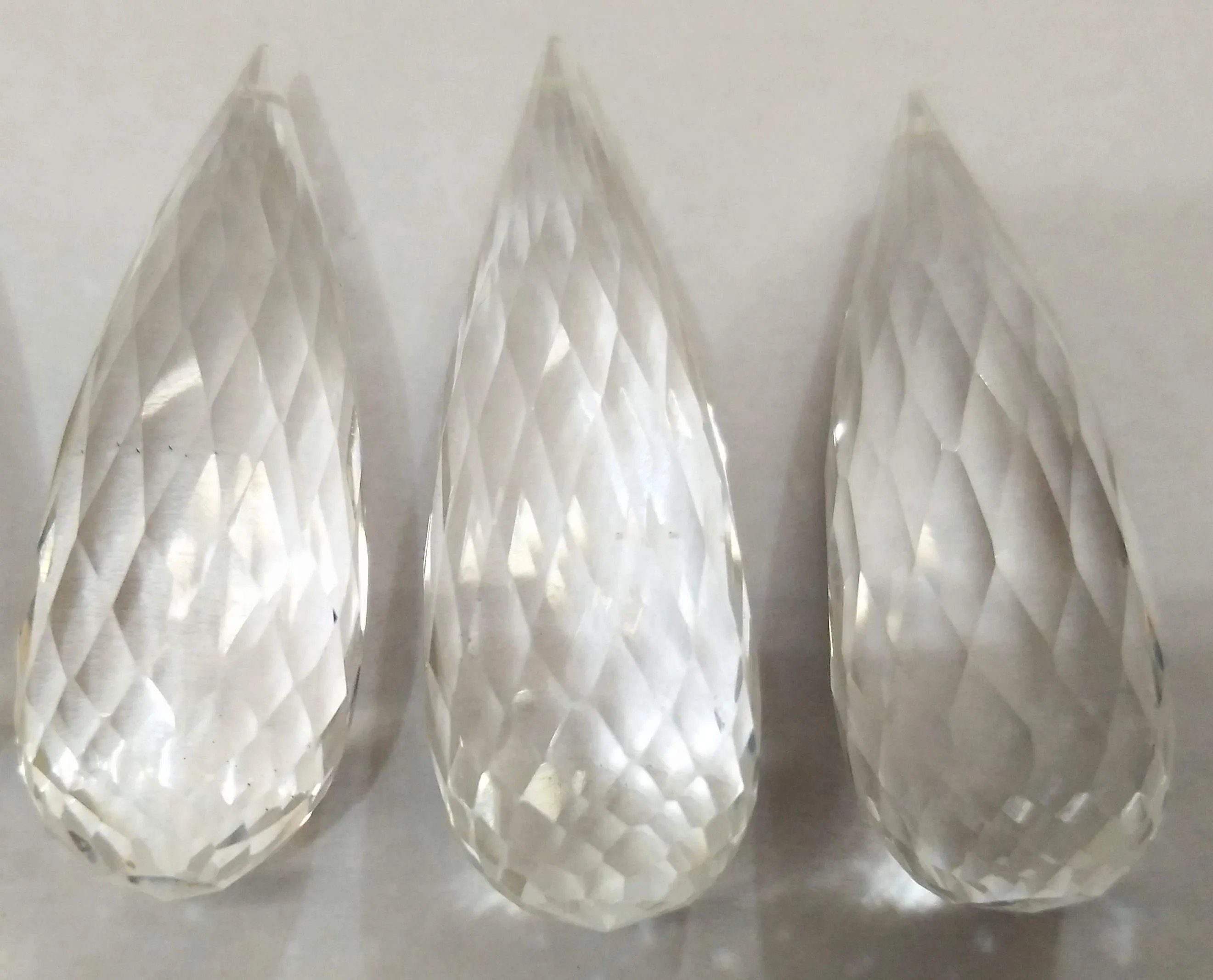 1 Match Pair, Super Rare Aaa Rock Crystal Faceted Long Drops Briolettes Calibrated Size 12X34mm
