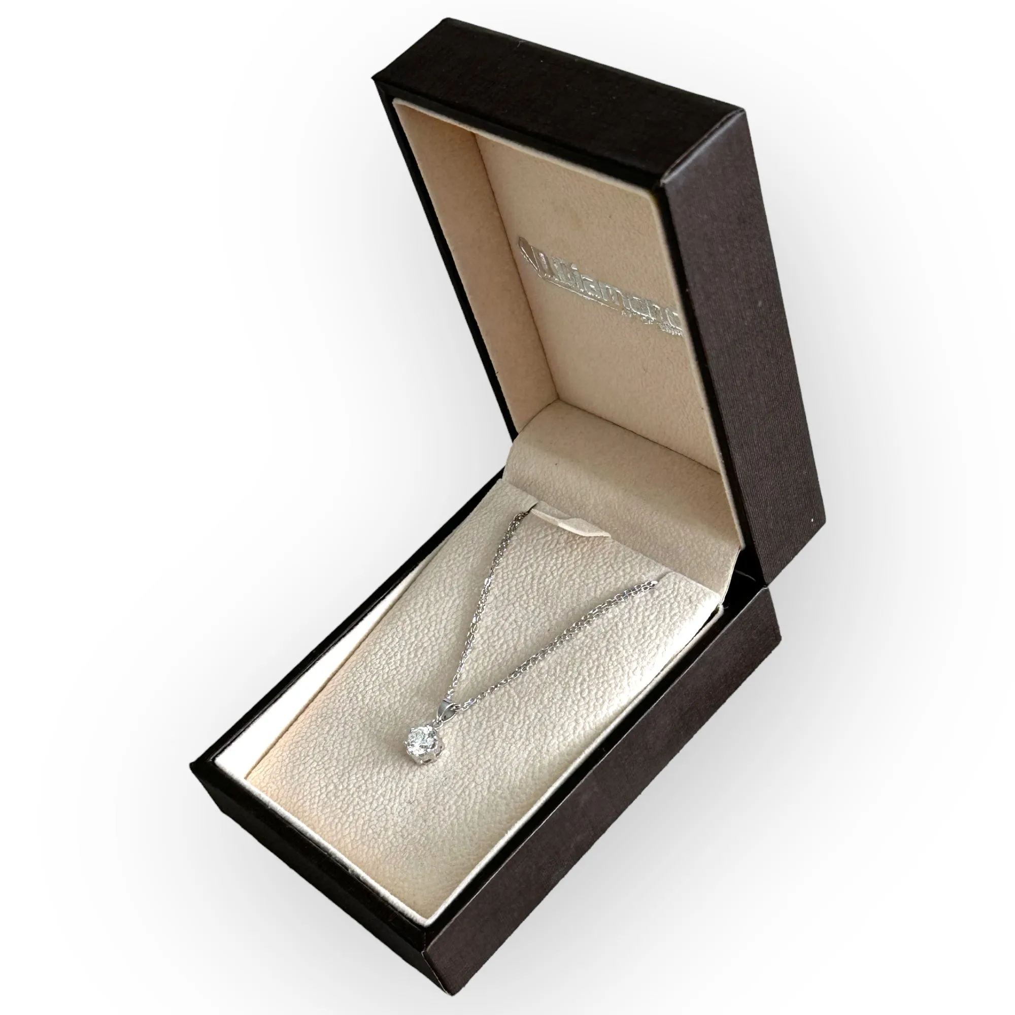 1.00ct Round Brilliant Cut Diamonds in 14K White Gold Solitaire Pendant Necklace 18"