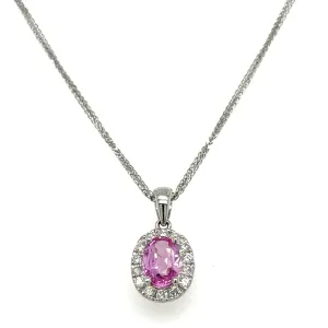 1.07ct tw Pink Sapphire and Diamond Oval Shape Pendant Necklace