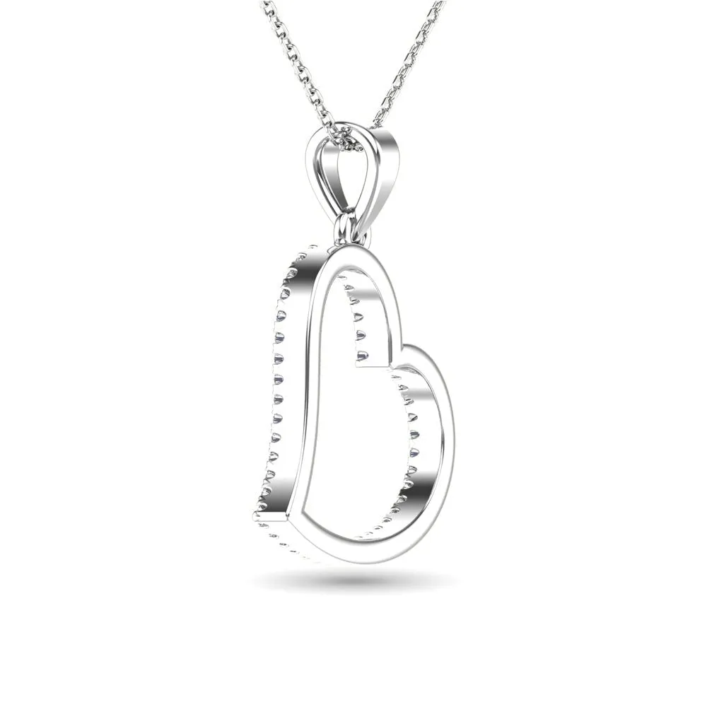 10k White Gold 1/6 CTW Diamond Heart Pendant