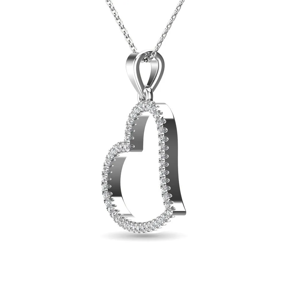 10k White Gold 1/6 CTW Diamond Heart Pendant