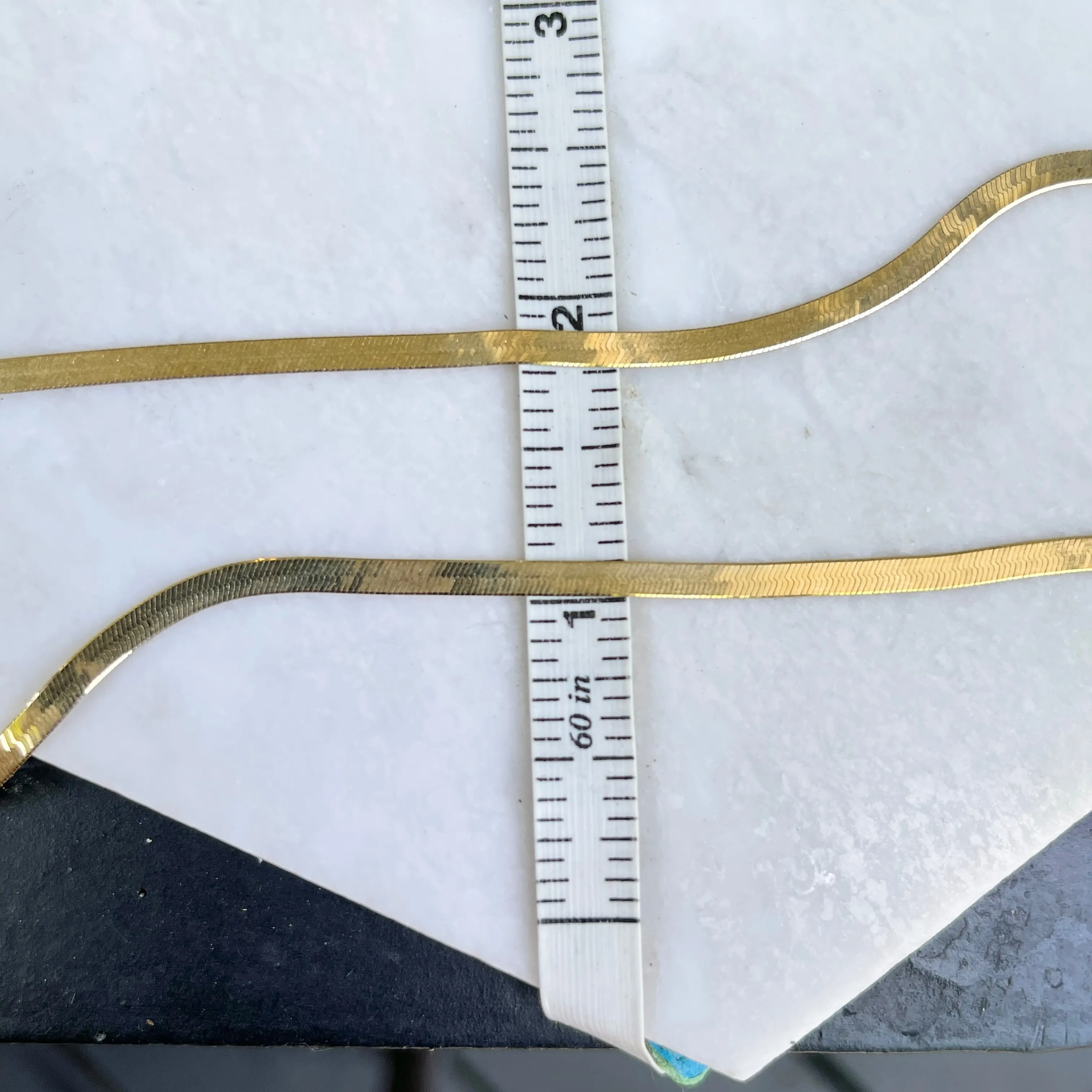 10KT Yellow Gold Flat 3mm Herringbone Chain Necklace