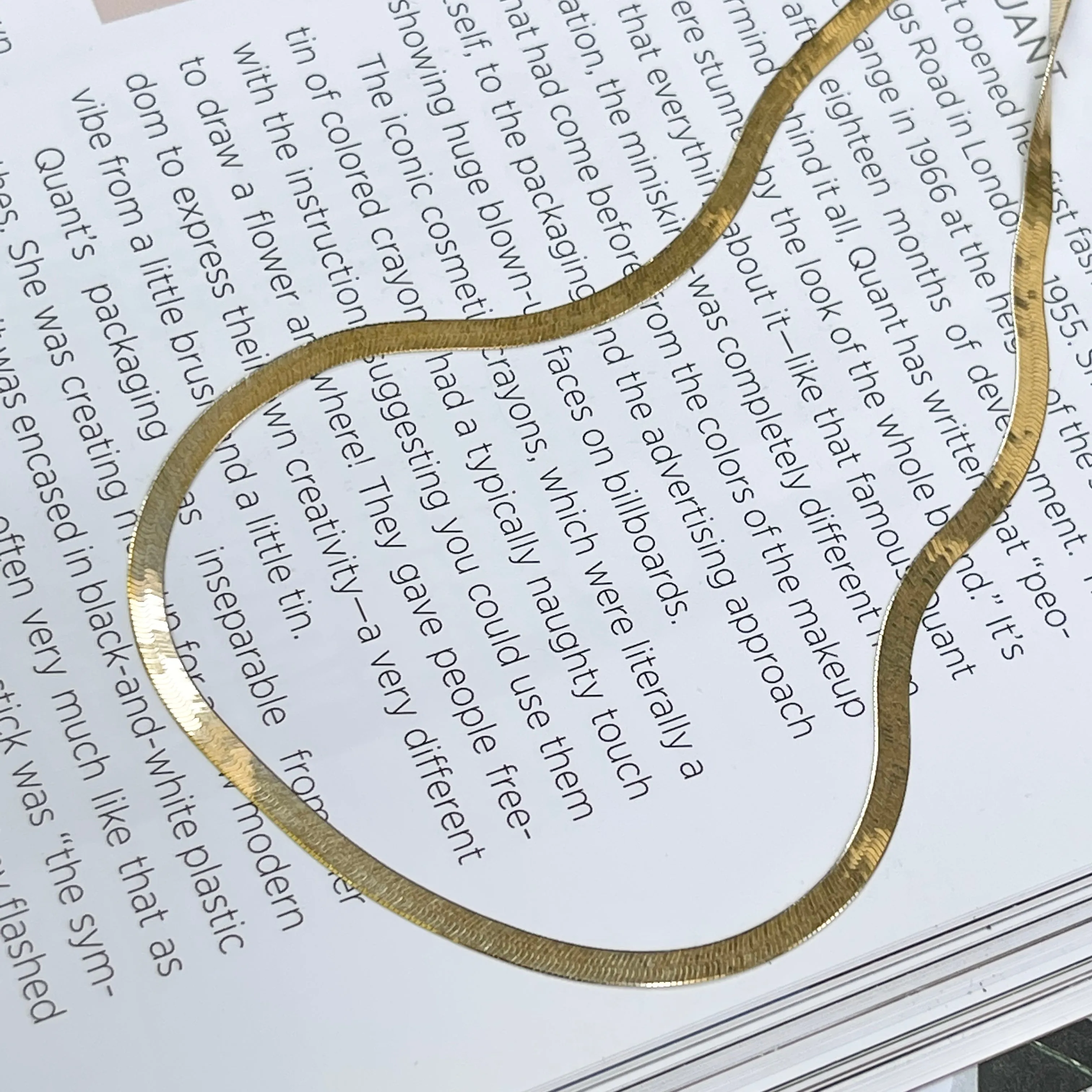 10KT Yellow Gold Flat 3mm Herringbone Chain Necklace