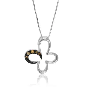 1/10 cttw Champagne Diamond Pendant Necklace in Sterling Silver