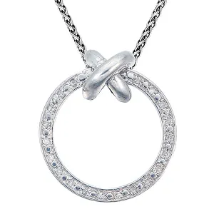 1/10 cttw Diamond Circle Knot Pendant Necklace in Sterling Silver