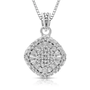 1/10 cttw Diamond Cushion Composite Pendant Necklace in Silver