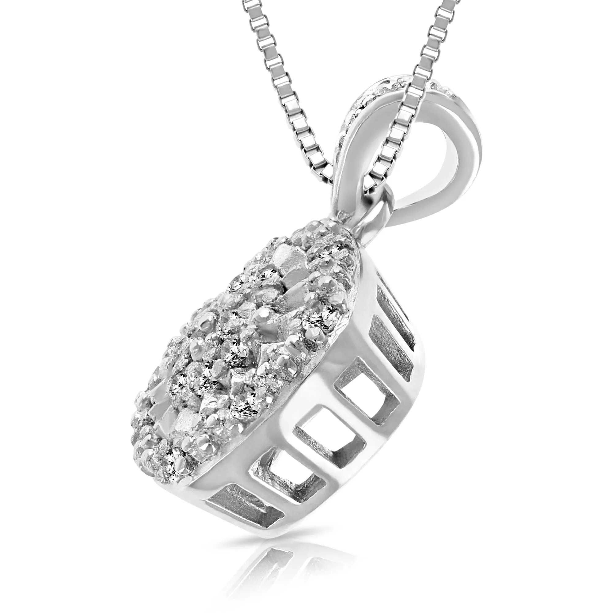 1/10 cttw Diamond Cushion Composite Pendant Necklace in Silver