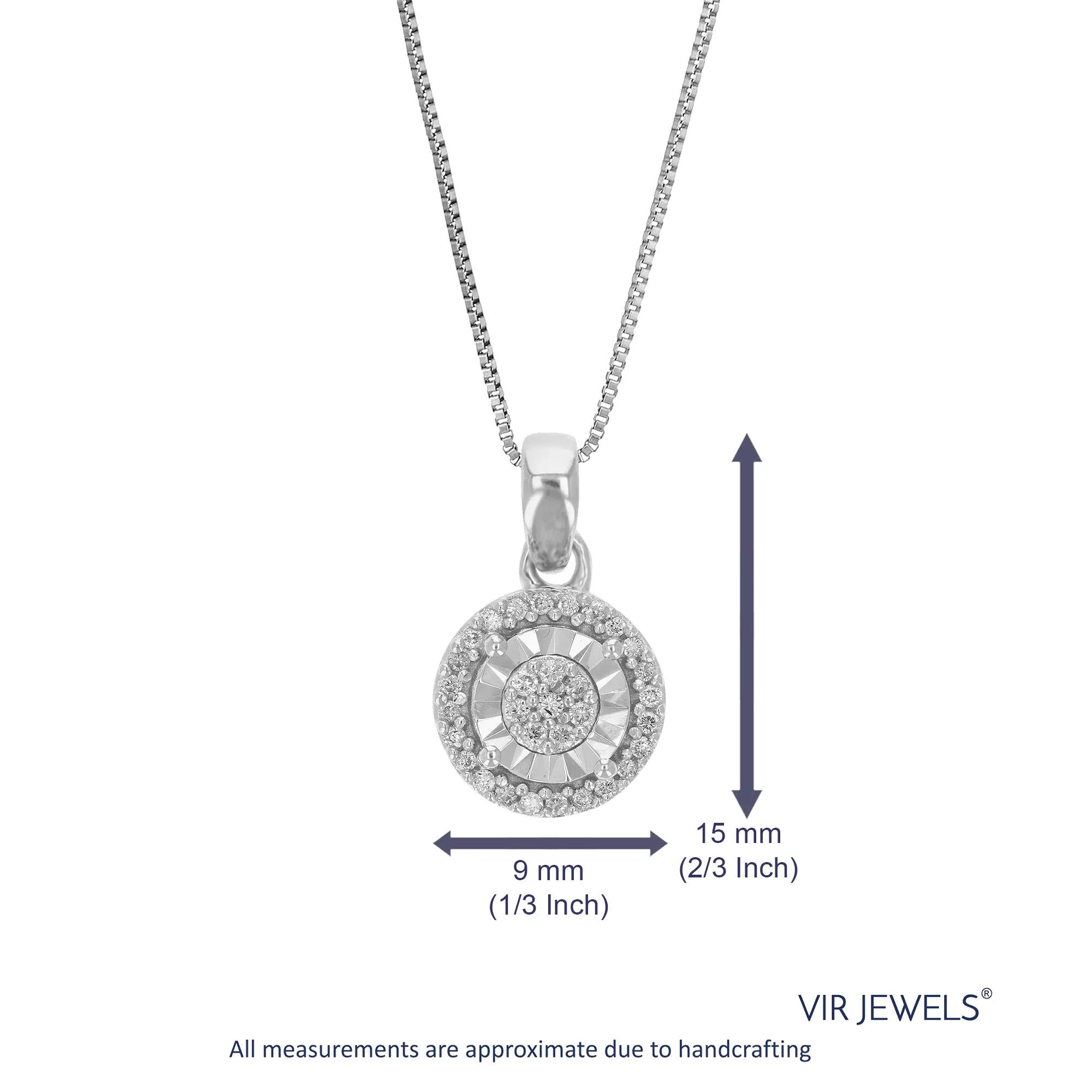 1/10 cttw Lab Grown Cluster Diamond Pendant in Sterling Silver