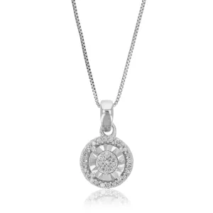 1/10 cttw Lab Grown Cluster Diamond Pendant in Sterling Silver