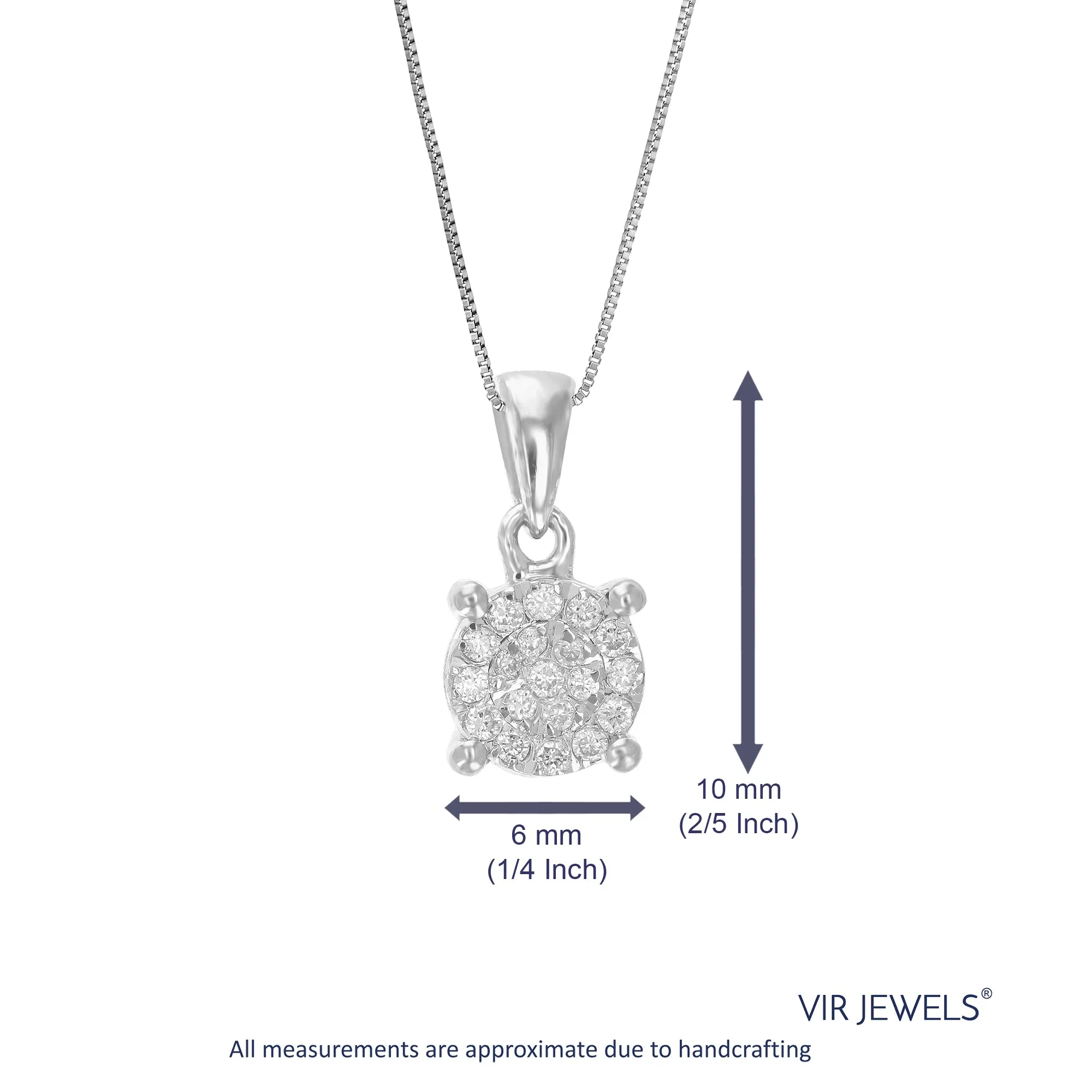 1/10 cttw Lab Grown Composite Diamond Pendant in Sterling Silver