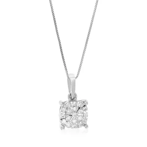 1/10 cttw Lab Grown Diamond Cluster Pendant in Sterling Silver
