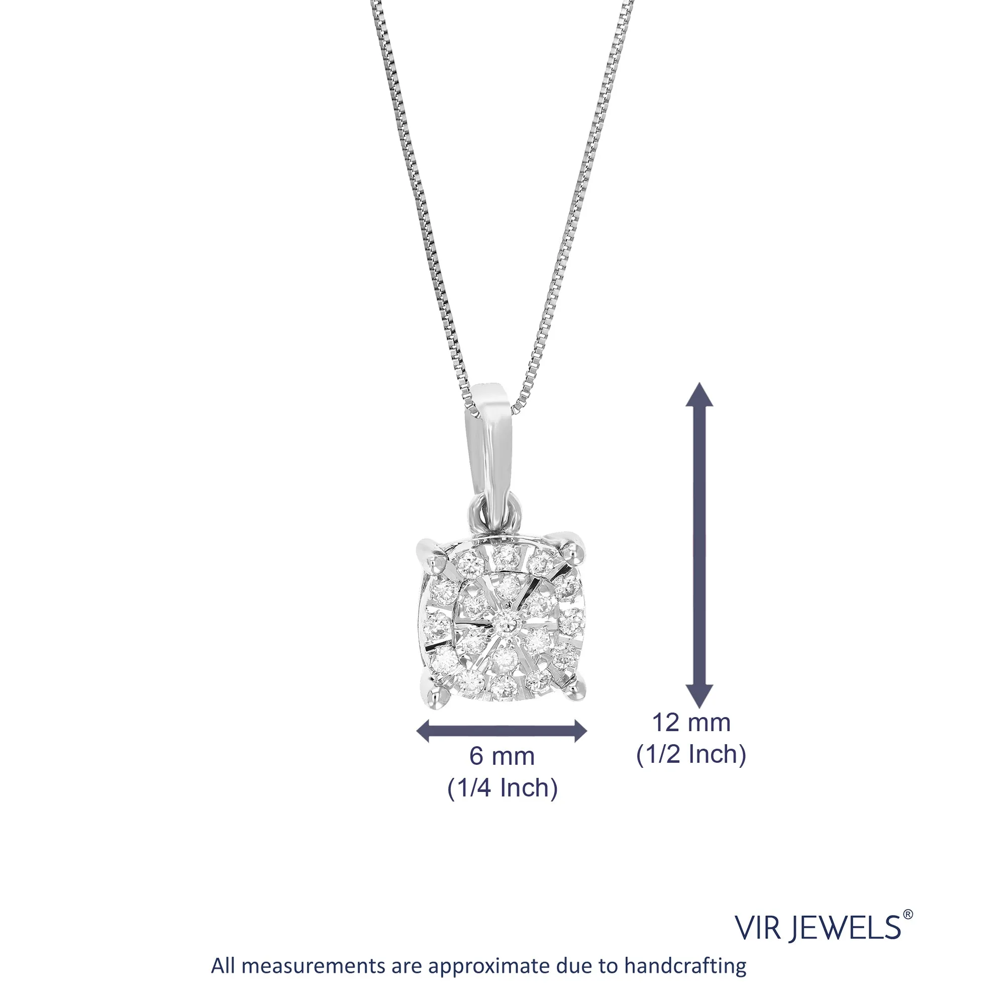 1/10 cttw Lab Grown Diamond Cluster Pendant in Sterling Silver