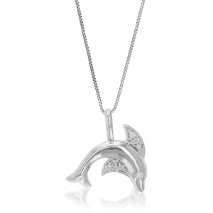 1/10 cttw Lab Grown Diamond Dolphin Pendant in Sterling Silver