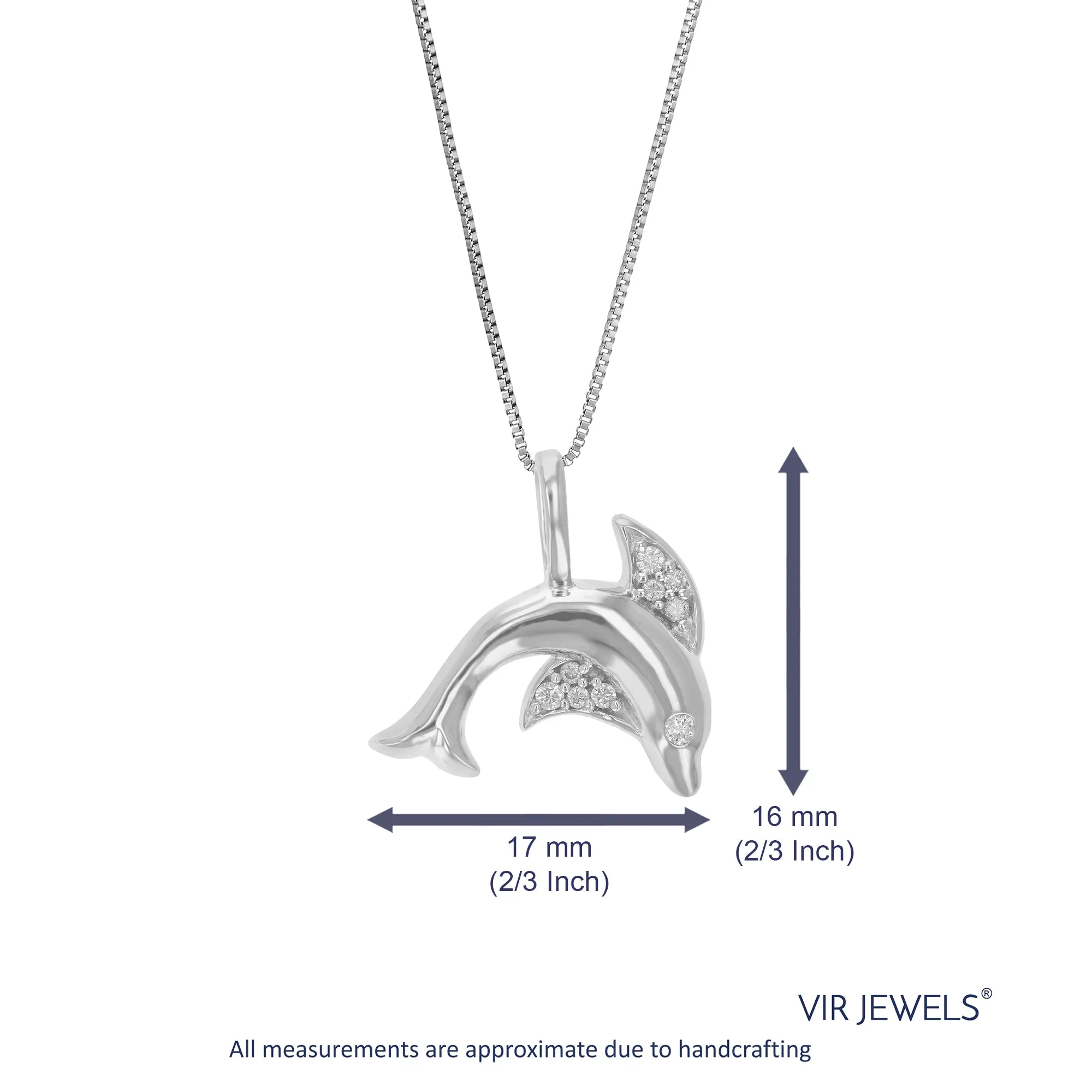 1/10 cttw Lab Grown Diamond Dolphin Pendant in Sterling Silver