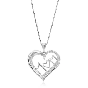 1/10 cttw Lab Grown Diamond Heart Mom's Pendant in Sterling Silver