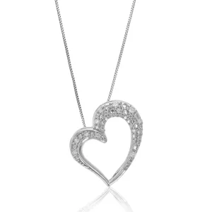 1/10 cttw Lab Grown Diamond Heart Pendant in Sterling Silver