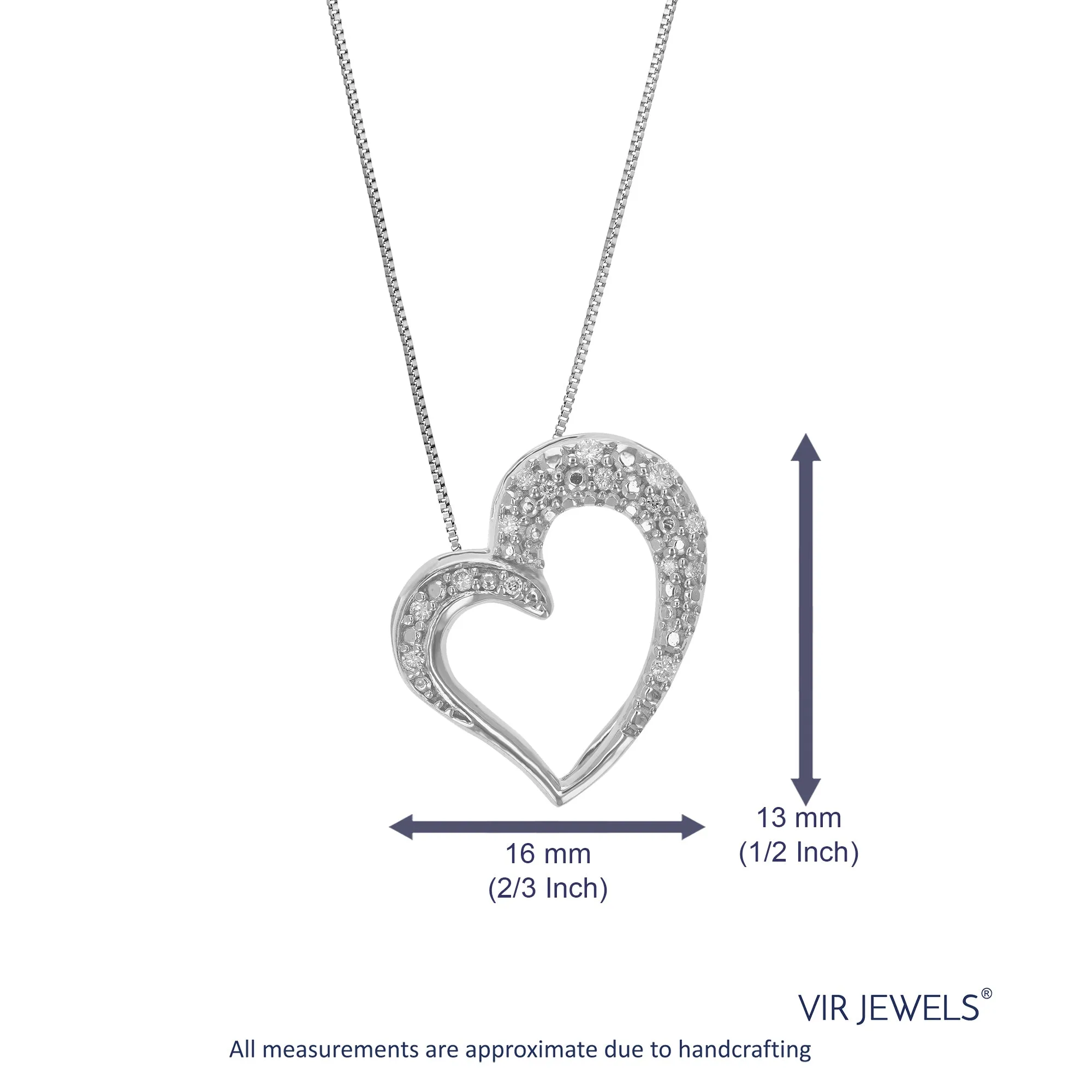 1/10 cttw Lab Grown Diamond Heart Pendant in Sterling Silver