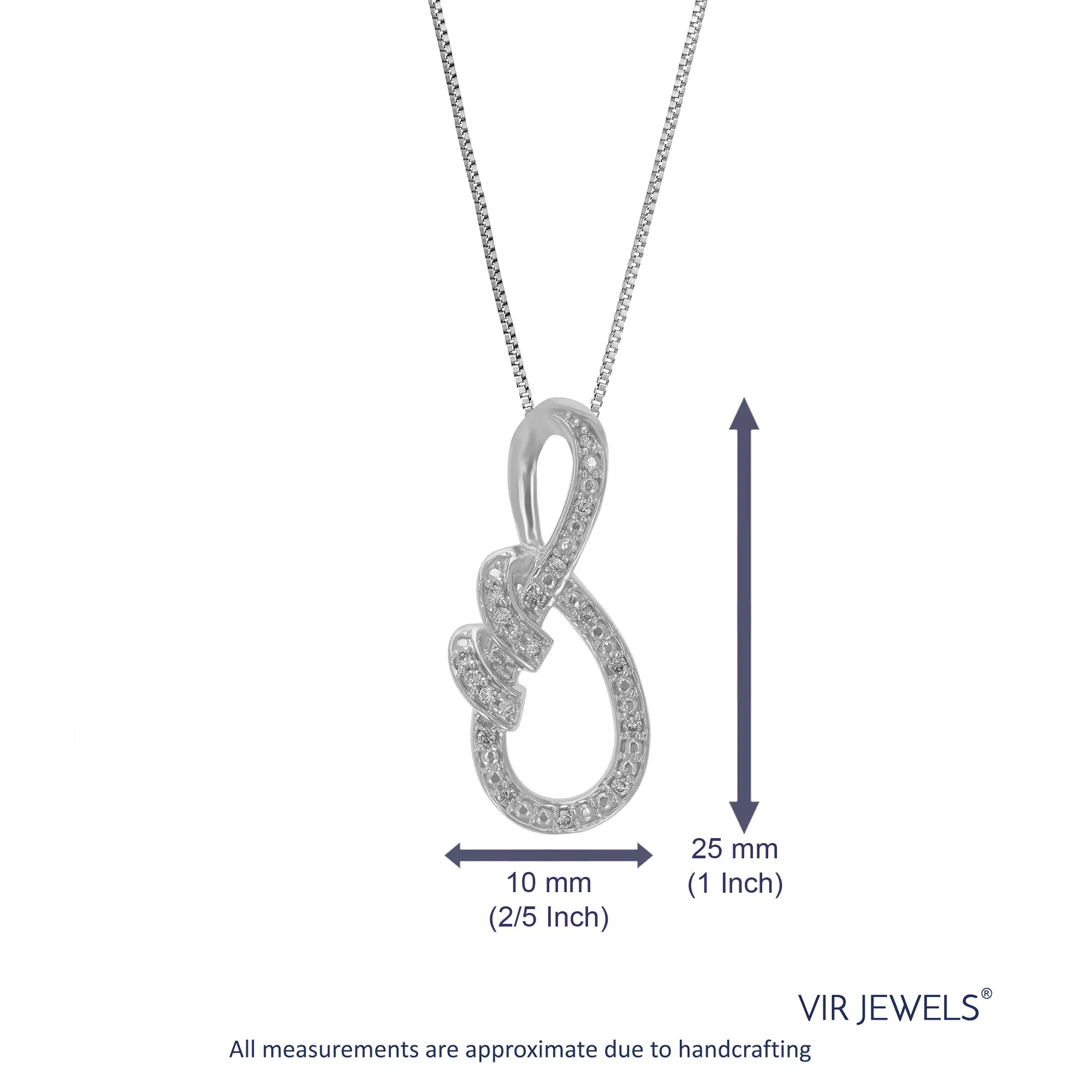 1/10 cttw Lab Grown Diamond Infinity Bow Pendant in Sterling Silver