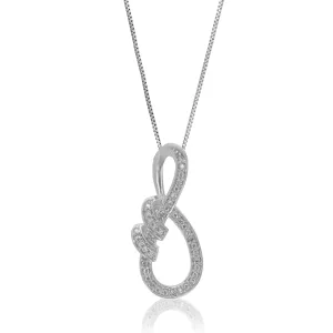 1/10 cttw Lab Grown Diamond Infinity Bow Pendant in Sterling Silver