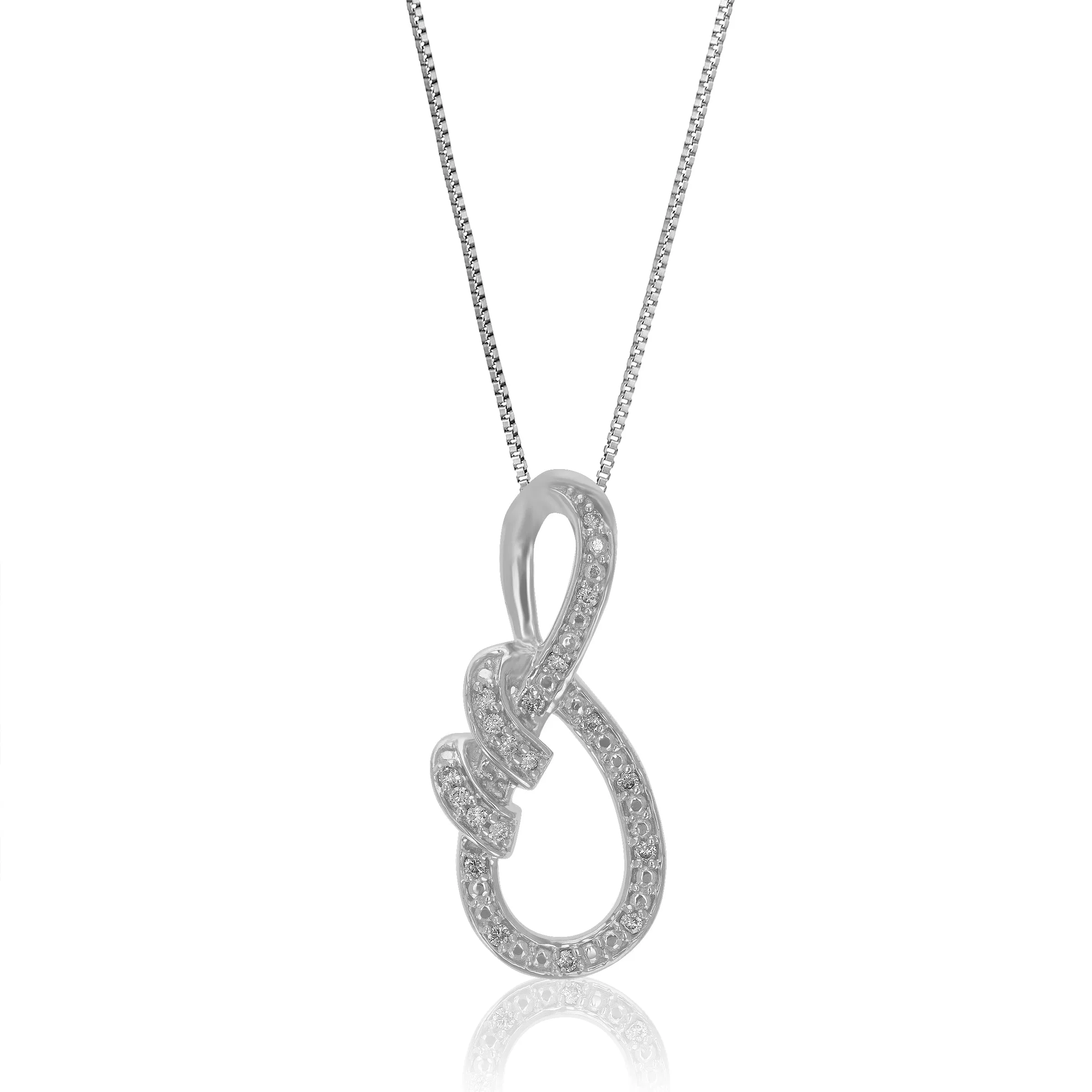 1/10 cttw Lab Grown Diamond Infinity Bow Pendant in Sterling Silver