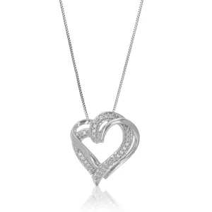1/10 cttw Lab Grown Diamond Overlap Heart Pendant in Sterling Silver