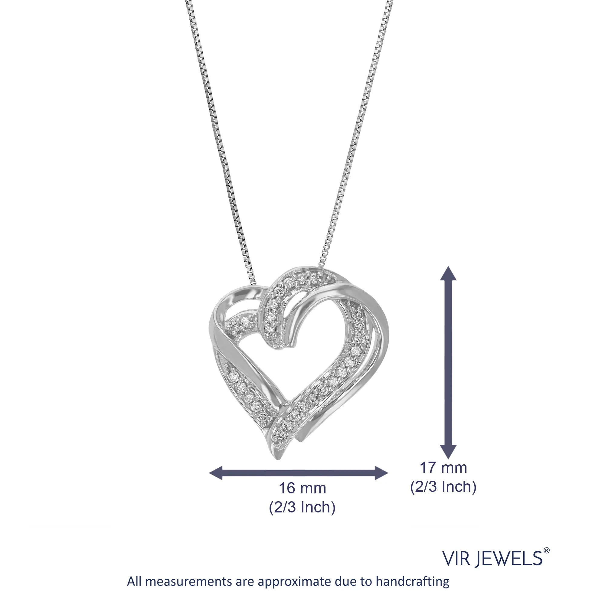 1/10 cttw Lab Grown Diamond Overlap Heart Pendant in Sterling Silver