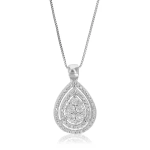 1/10 cttw Lab Grown Diamond Pear Cluster Pendant in Silver