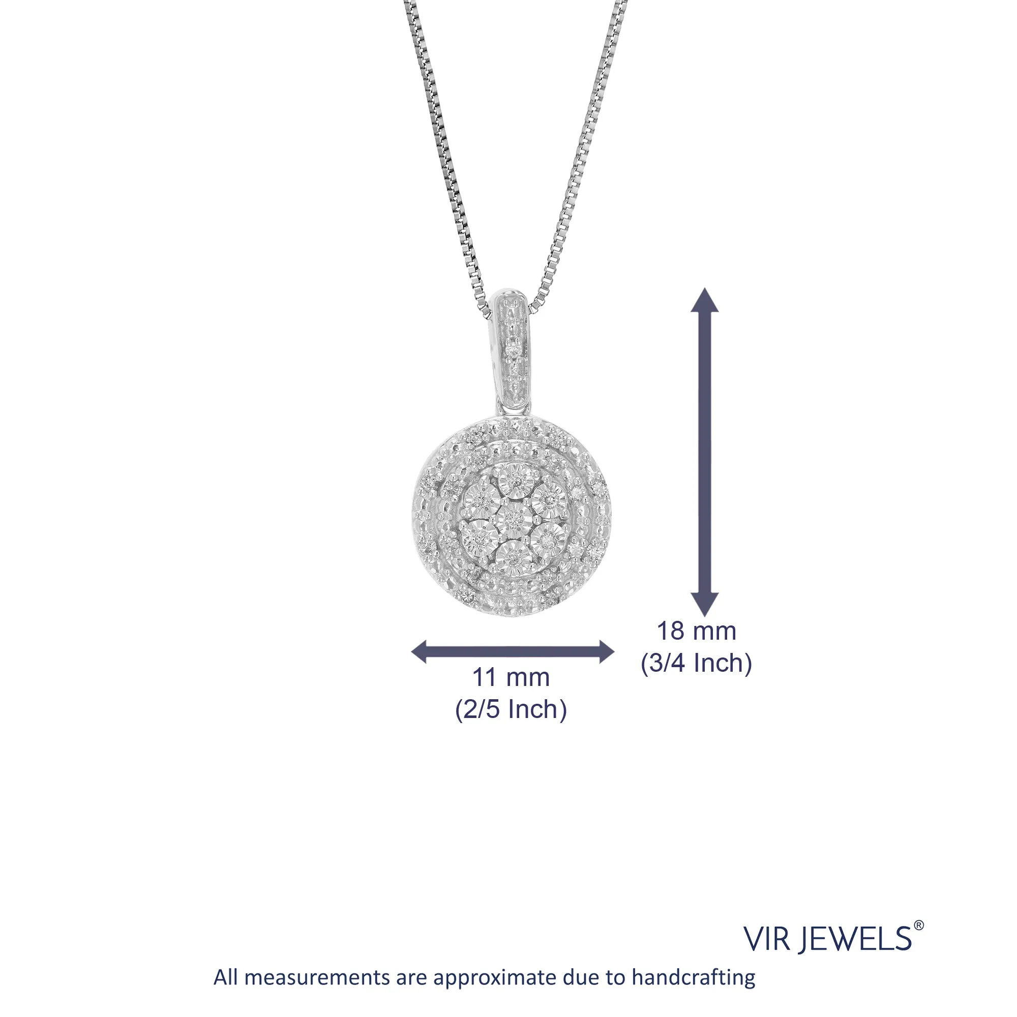 1/10 cttw Lab Grown Diamond Round Pendant in Sterling Silver