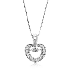 1/10 cttw Lab Grown Diamond Swing Heart Pendant in Sterling Silver