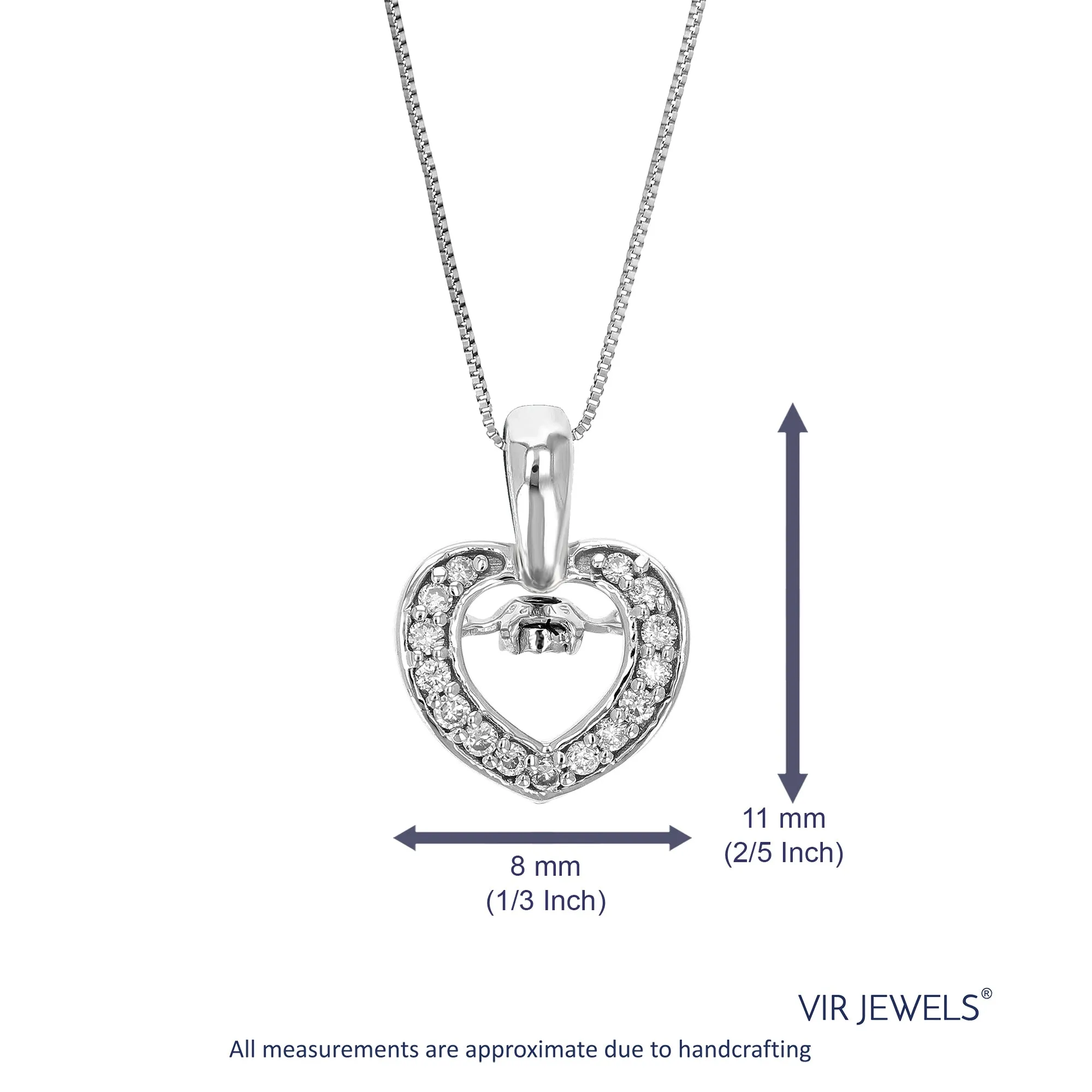 1/10 cttw Lab Grown Diamond Swing Heart Pendant in Sterling Silver