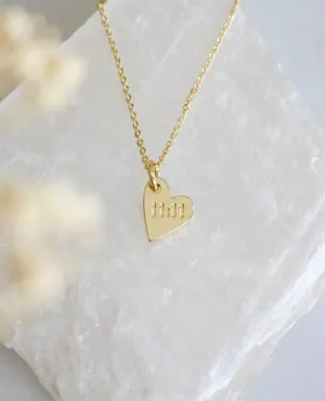 11:11 Stamped Heart Angel Number Necklace