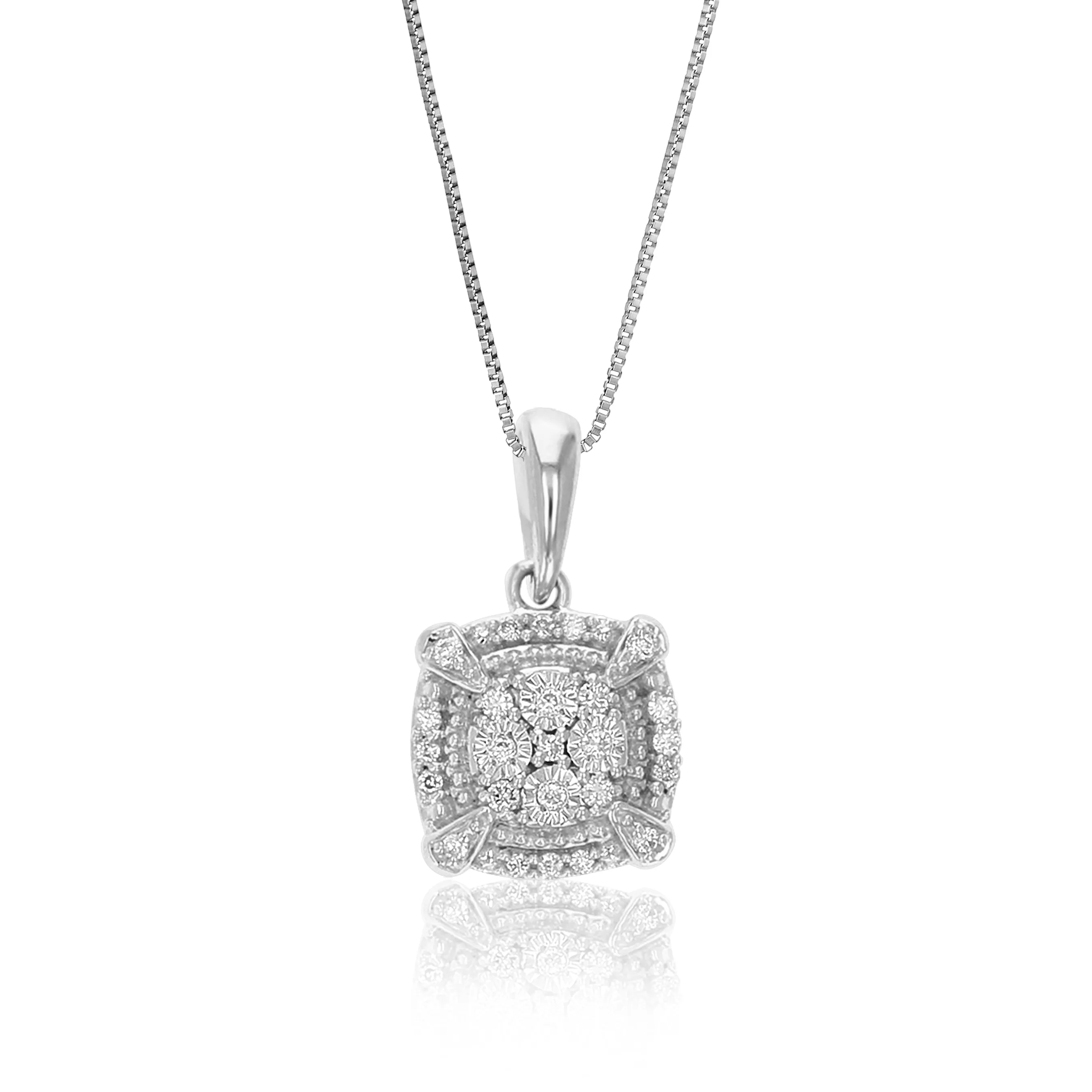 1/12 cttw Lab Grown Cluster Diamond Pendant in Sterling Silver