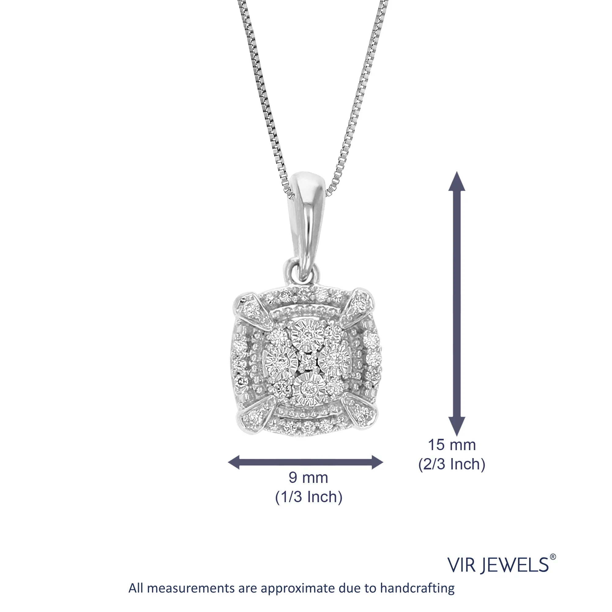 1/12 cttw Lab Grown Cluster Diamond Pendant in Sterling Silver